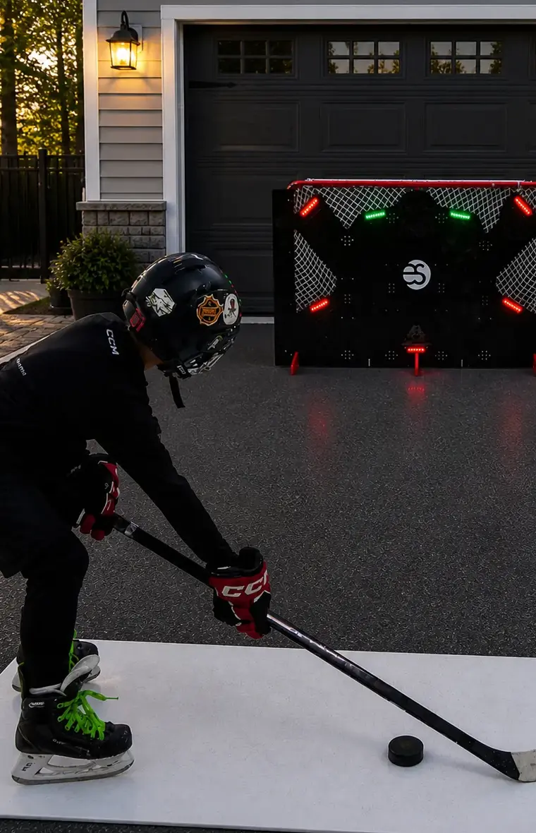 Shooter Tutor Pro avec ses lumières de réaction LED allumées au crépuscule